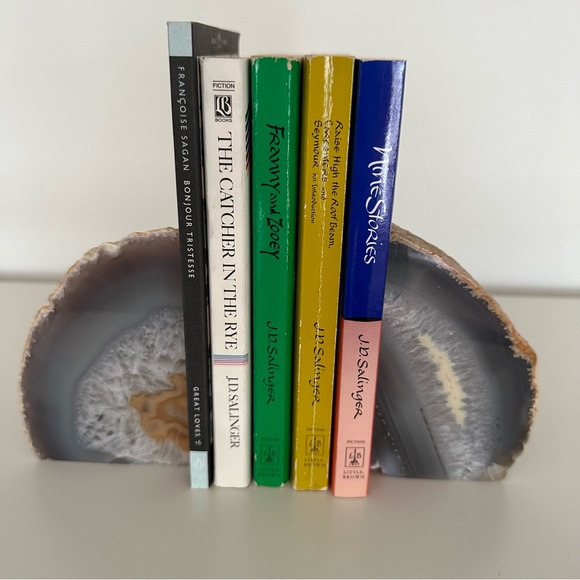 West Elm Agate Natural Stone Bookend Pair in Shades of Purple 4 3/8" tall - Picture 2 of 7